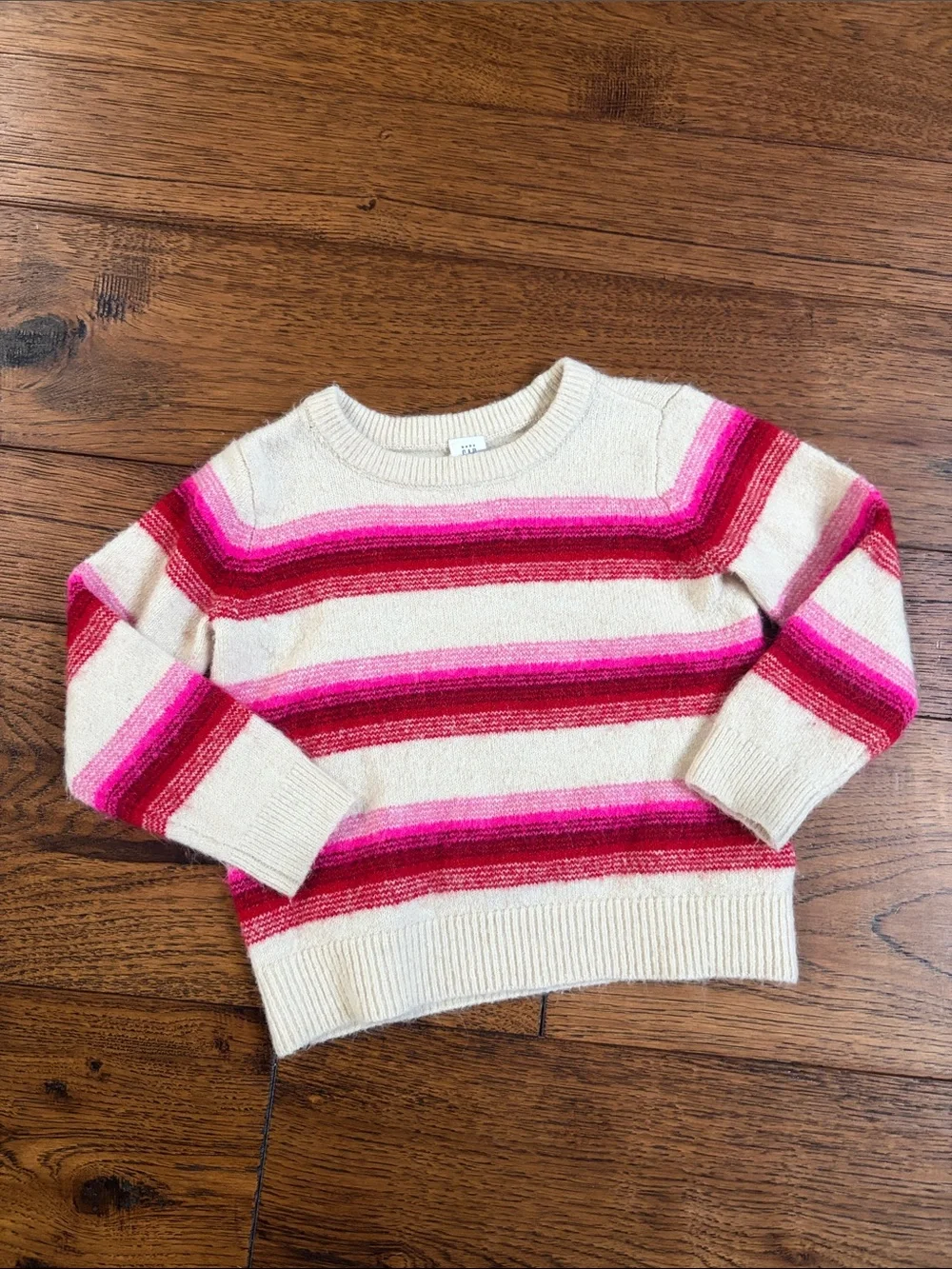 GAP Cream Sweater with Pink and Red Stripes